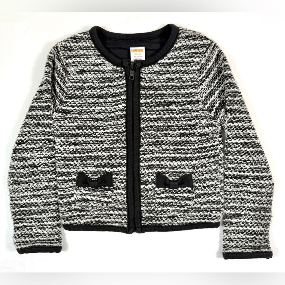 GYMBOREE Girls Zip Front Tweed Cardigan Jacket XS 4 Classic‎ Chic Preppy